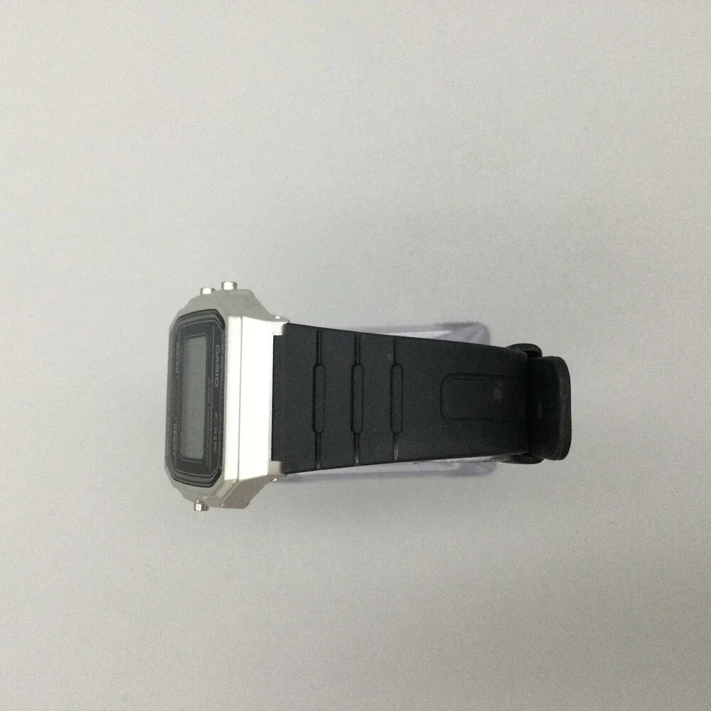 Casio 593 F-91W Mens Watch 33mm Silver Tone Black Resin Digital Alarm Chronoo